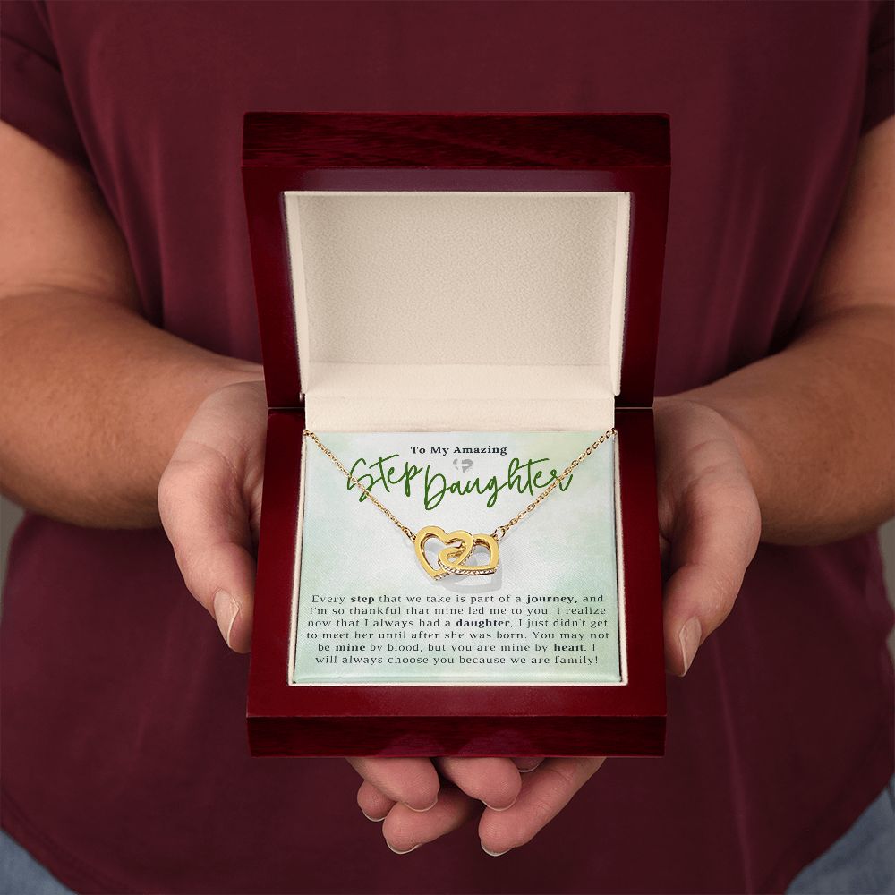 Step Daughter - My Journey Led To You - Interlocking Hearts HGF#201IH Jewelry 18K Yellow Gold Finish Luxury Box 