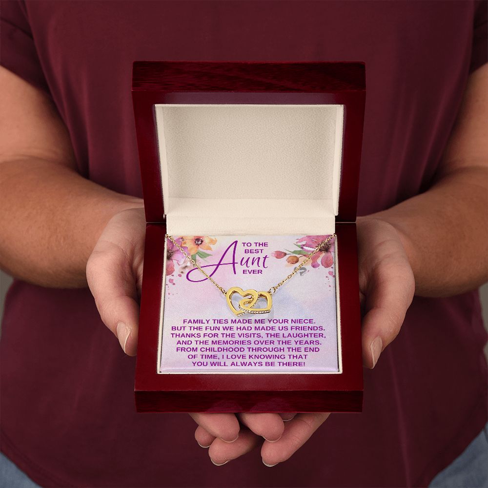 Best Aunt Ever - We're Family And Friends - Interlocking Hearts HGF#154ih Jewelry 18K Yellow Gold Finish Luxury Box 