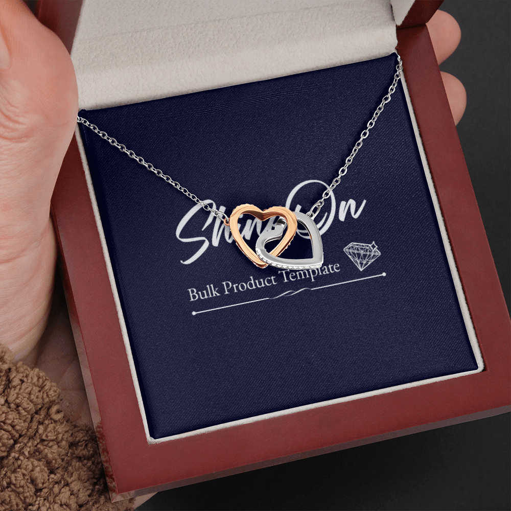 Interlock Hearts S&G Jewelry Polished Stainless Steel & Rose Gold Finish Luxury Box 