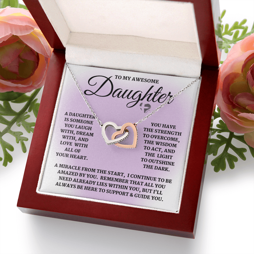Daughter - Laugh, Dream, Love - Interlocking Hearts S&G HGF#124IHb2 Jewelry 