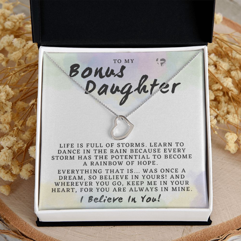 Bonus Daughter - Rainbow Dreams - Delicate Heart HGF#203DH Jewelry 14K White Gold Finish Standard Box 