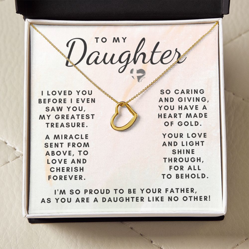 Daddy Daughter - My Greatest Treasure - Delicate Heart HGF#157DH Jewelry 18k Yellow Gold Finish Standard Box 