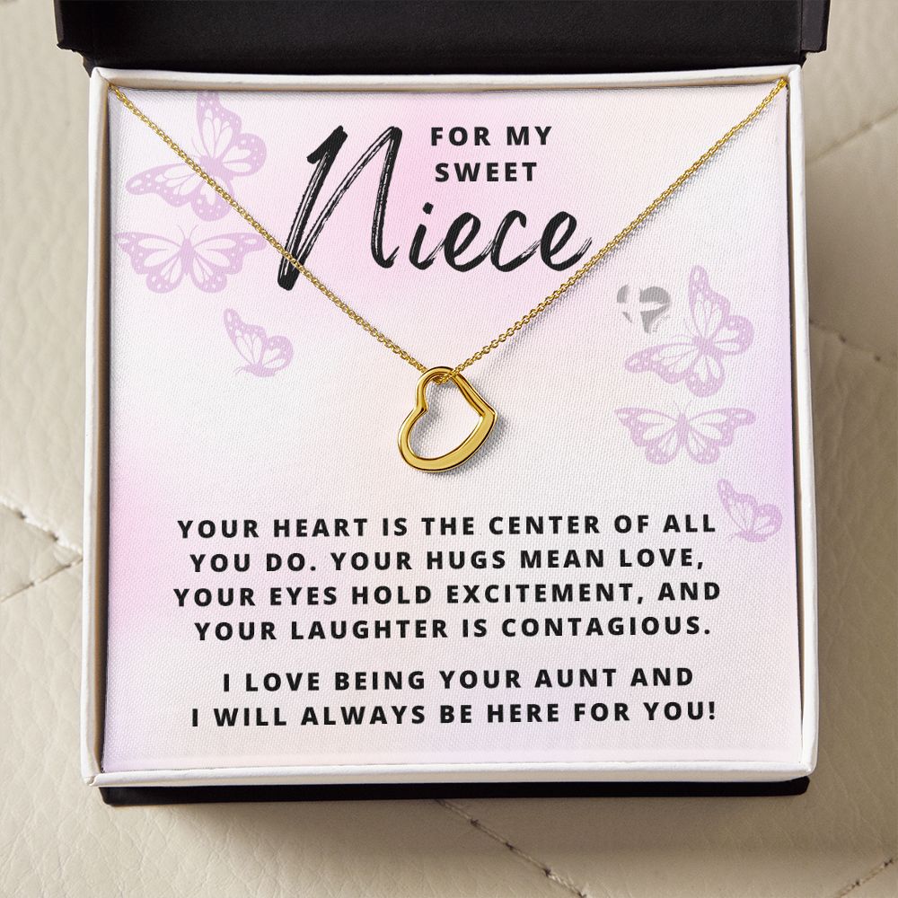 Niece - Gift From Aunt - Delicate Heart HGF#152DH Jewelry 18k Yellow Gold Finish Standard Box 