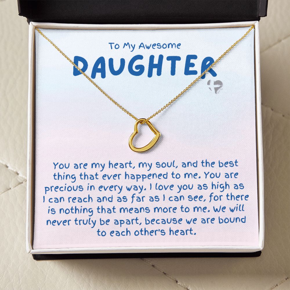 Daughter - Precious In Every Way - Delicate Heart Necklace HGF#183DH Jewelry 18k Yellow Gold Finish Standard Box 