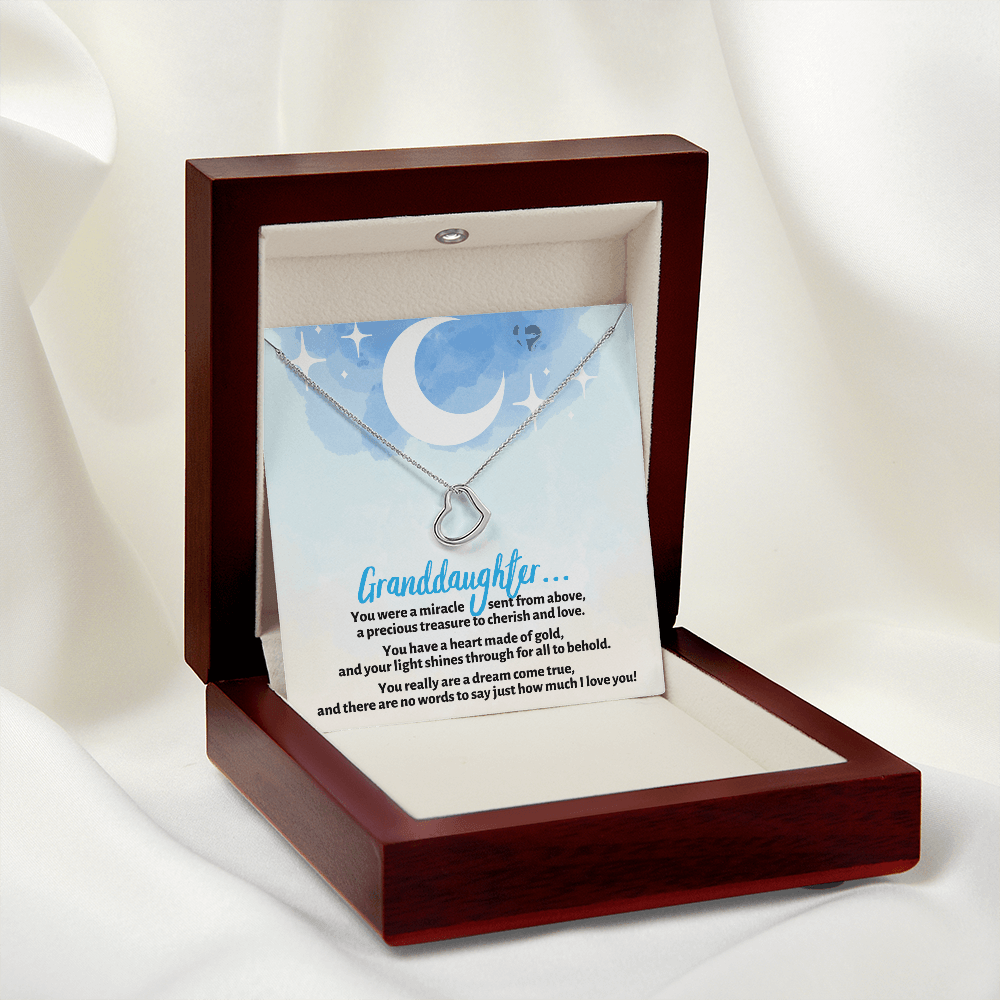 Granddaughter - Dream Come True - Delicate Heart HGF#129DHb2 Jewelry 14K White Gold Finish Luxury Box 