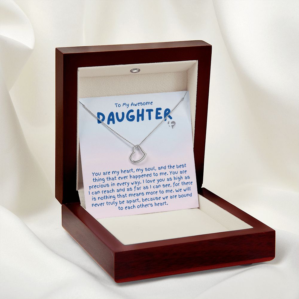 Daughter - Precious In Every Way - Delicate Heart Necklace HGF#183DH Jewelry 14K White Gold Finish Luxury Box 