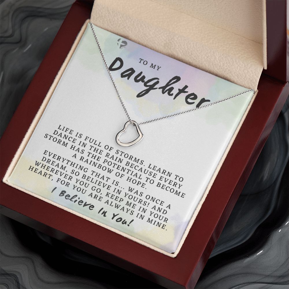 Daughter - Rainbow of Hope - Delicate Heart HGF#202DH Jewelry 14K White Gold Finish Luxury Box 