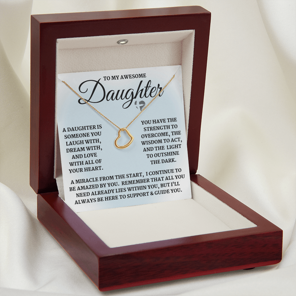 Daughter - Laugh Dream Love - Delicate Heart Necklace HGF3123DHb3 Jewelry 18k Yellow Gold Finish Luxury Box 