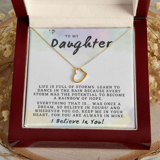 Daughter - Rainbow of Hope - Delicate Heart HGF#202DH Jewelry 18k Yellow Gold Finish Luxury Box 