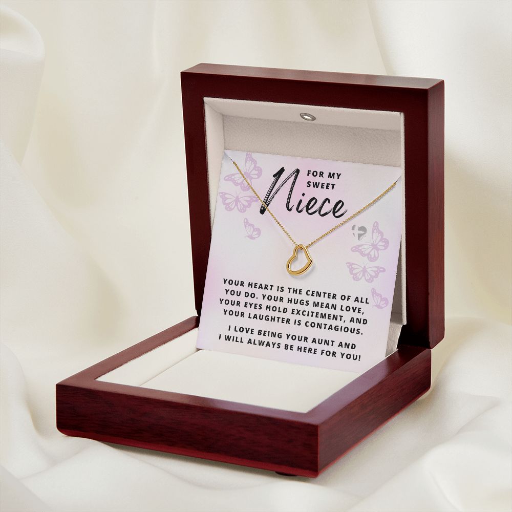 Niece - Gift From Aunt - Delicate Heart HGF#152DH Jewelry 18k Yellow Gold Finish Luxury Box 