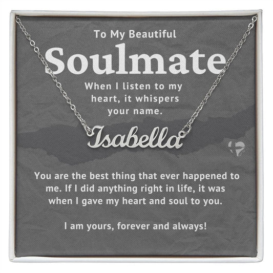 HGF#237NN Soulmate - Best Thing Ever - Name Necklace Name Necklace Jewelry Polished Stainless Steel Standard Box 