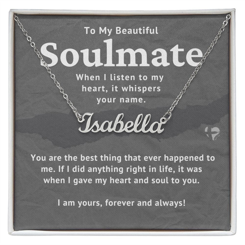 HGF#237NN Soulmate - Best Thing Ever - Name Necklace Name Necklace Jewelry Polished Stainless Steel Standard Box 