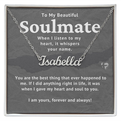 HGF#237NN Soulmate - Best Thing Ever - Name Necklace Name Necklace Jewelry Polished Stainless Steel Standard Box 