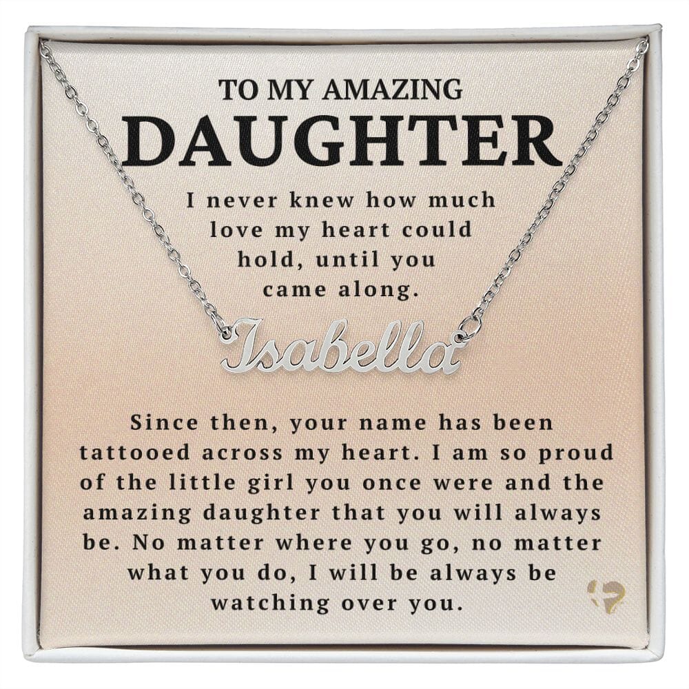 Daughter - Tattooed On My Heart - Name Necklace HGF#234NN Jewelry Polished Stainless Steel Standard Box 
