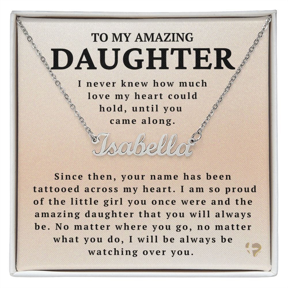 Daughter - Tattooed On My Heart - Name Necklace HGF#234NN Jewelry Polished Stainless Steel Standard Box 