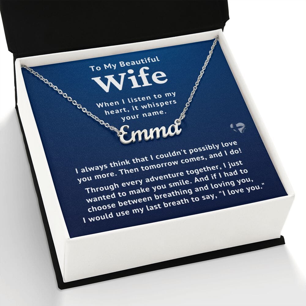 HGF#235NN Wife - Listen To My Heart - Name Necklace - navy Name Necklace Jewelry 