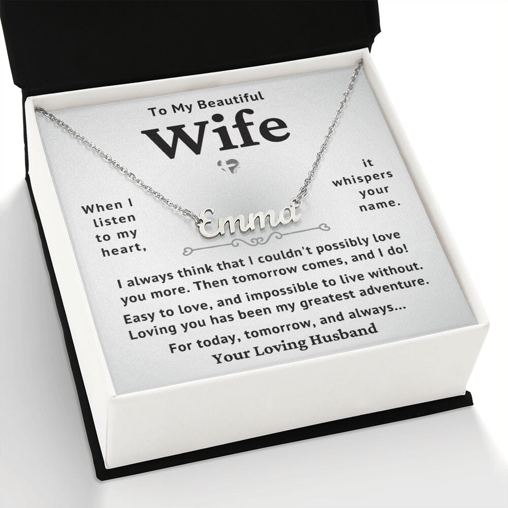 Wife - Today Tomorrow & Always - Name Necklace HGF#239NN Jewelry 