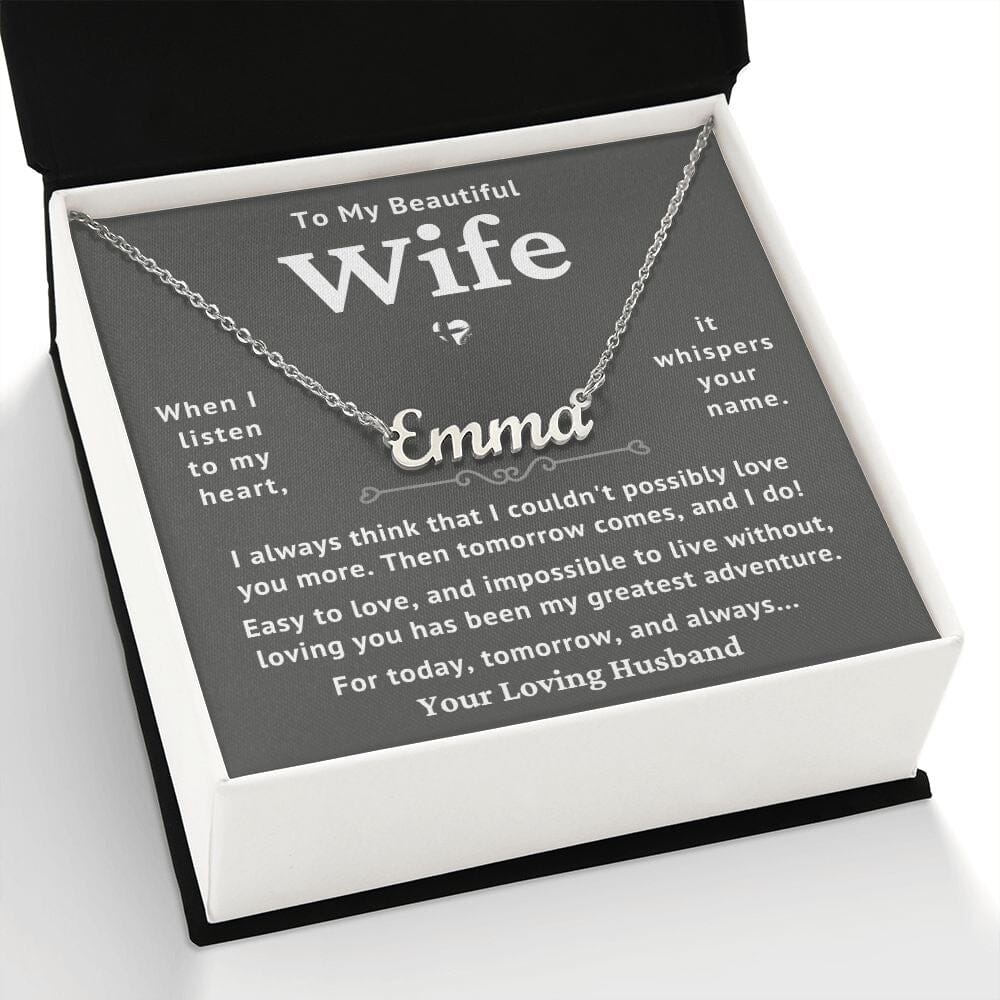 Wife - Today Tomorrow & Always - Name Necklace HGF#239NNb Jewelry 