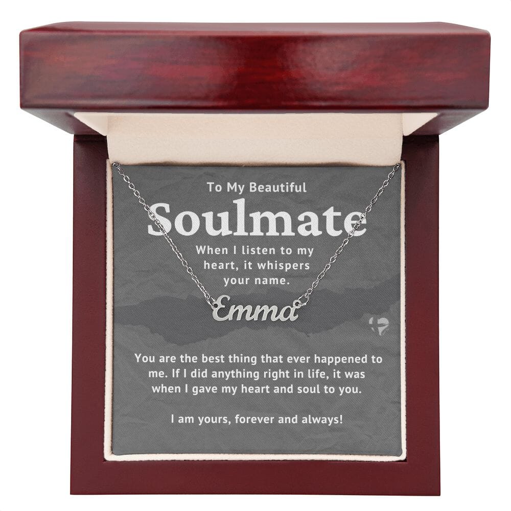 HGF#237NN Soulmate - Best Thing Ever - Name Necklace Name Necklace Jewelry Polished Stainless Steel Luxury Box 