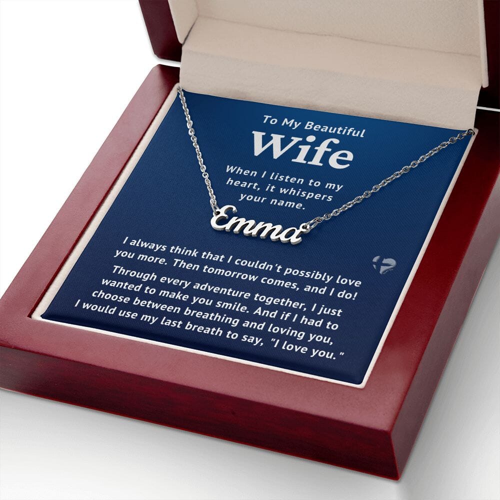 HGF#235NN Wife - Listen To My Heart - Name Necklace - navy Name Necklace Jewelry 