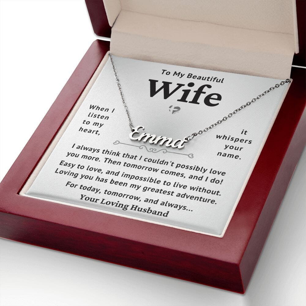 Wife - Today Tomorrow & Always - Name Necklace HGF#239NN Jewelry 