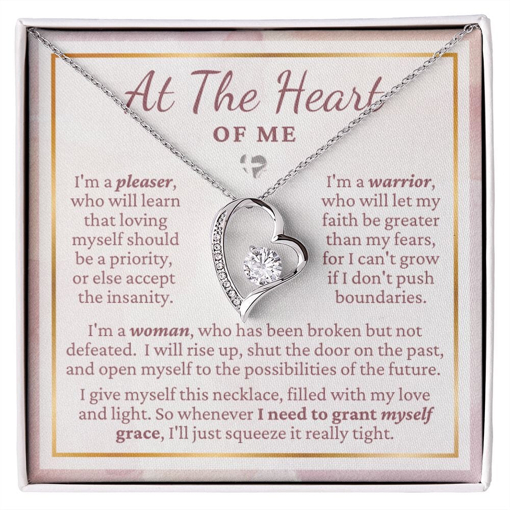 At The Heart Of Me - Self Love - Heart Necklace HGF#250FL2 Jewelry 14k White Gold Finish Standard Box 