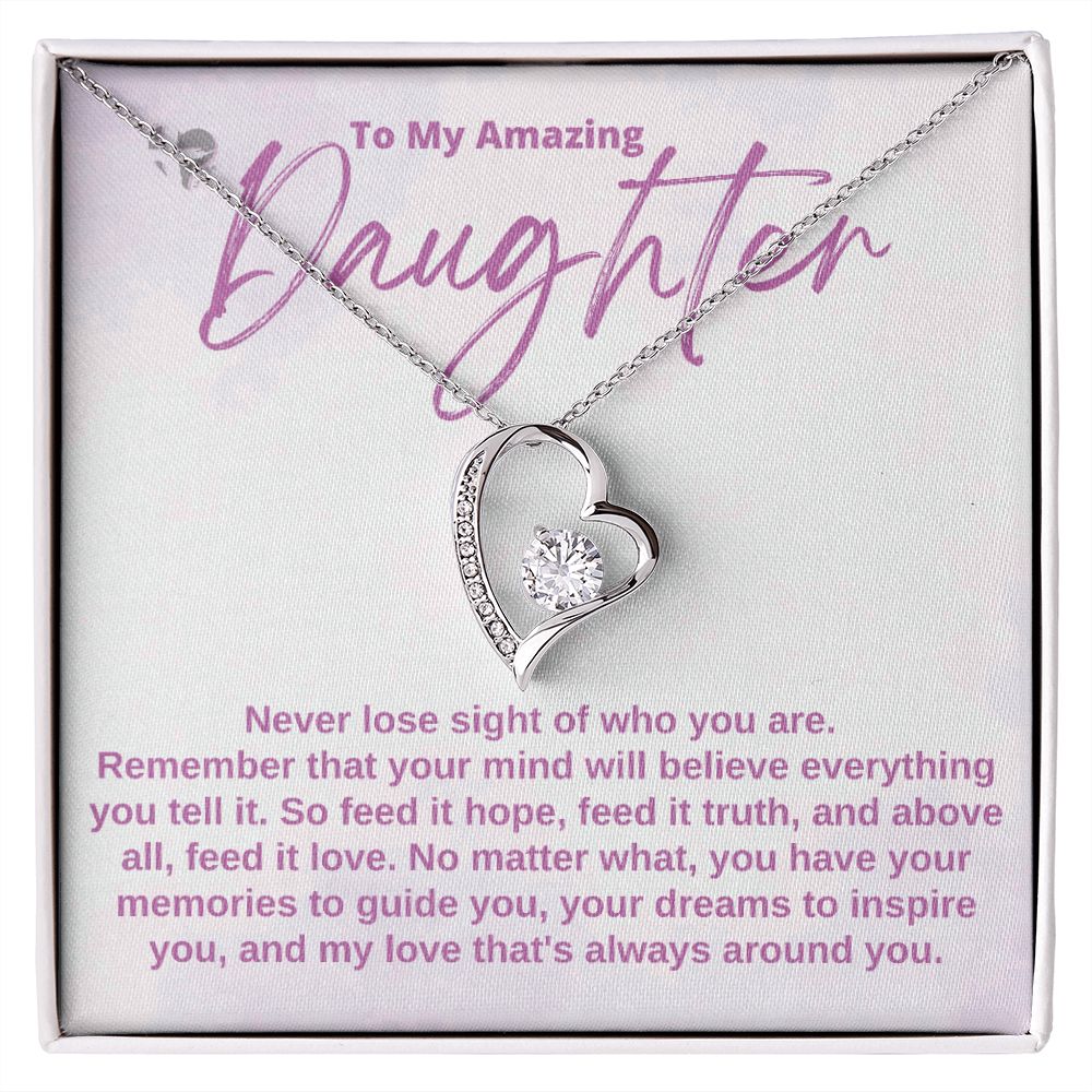 Daughter - Hope Truth & Love - Heart Necklace HGF#182FL Jewelry 14k White Gold Finish Standard Box 