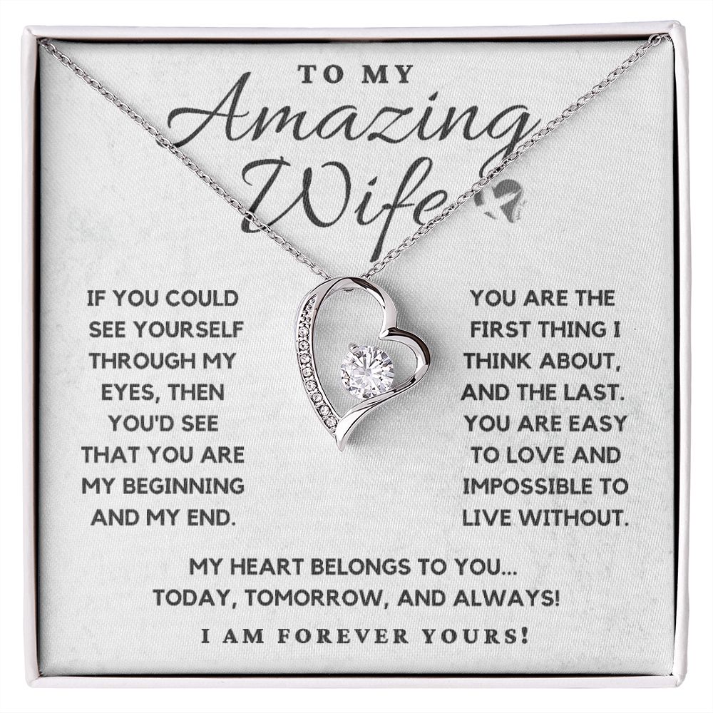 Amazing Wife - My Heart Belongs To You - Necklace HGF#110v4 Jewelry 14k White Gold Finish Standard Box 