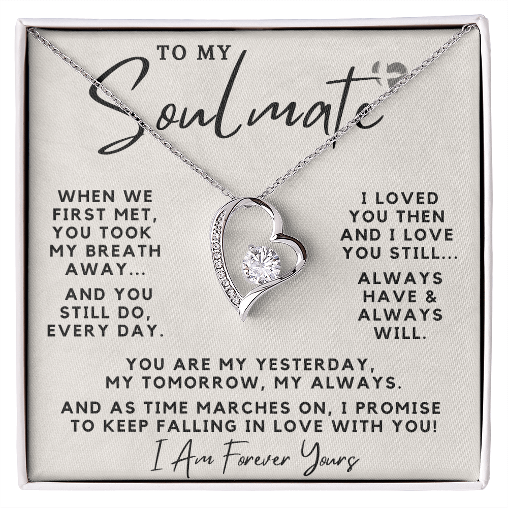 Soulmate - Always Have Always Will - Forever Love Heart Necklace HGF#100FL Jewelry 14k White Gold Finish Standard Box 