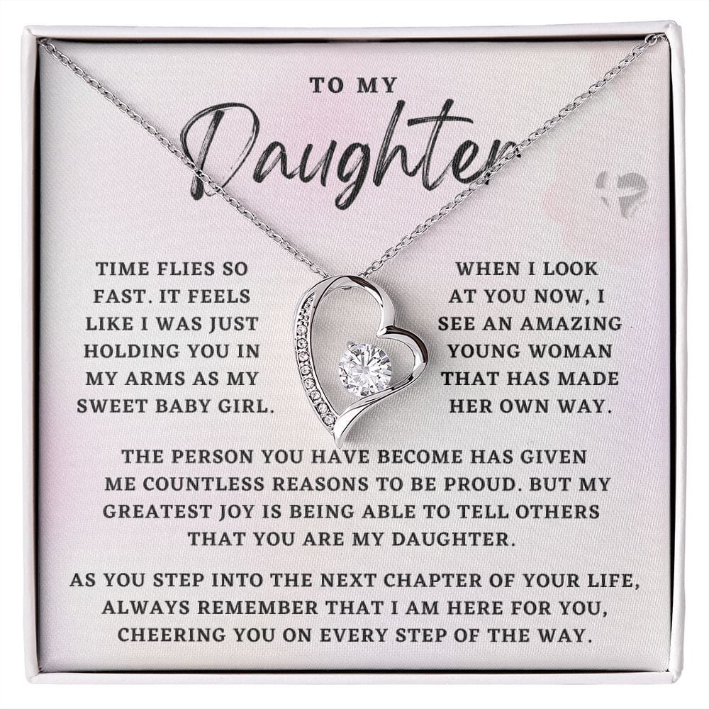 Daughter - Graduation Heart Necklace - HGF#262 Jewelry 14k White Gold Finish Standard Box 
