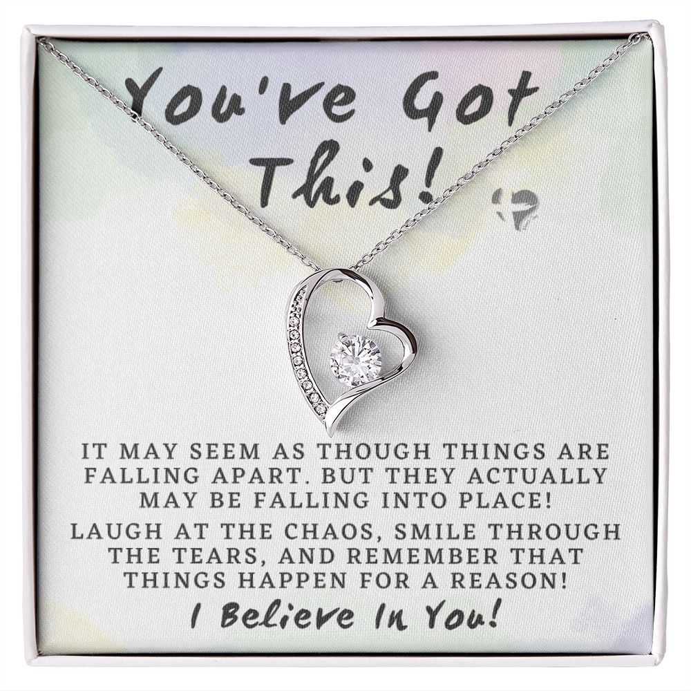 You Got This - Forever Love Heart Necklace HGF#160FL Jewelry 14k White Gold Finish Standard Box 