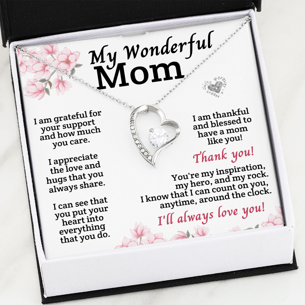 Wonderful Mom Heart Pendant Custom 14k White Gold Finish Standard Box 