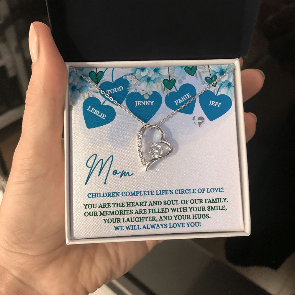 Mom's Circle of Love - Personalized - Forever Heart Necklace HGF#173LK Jewelry 