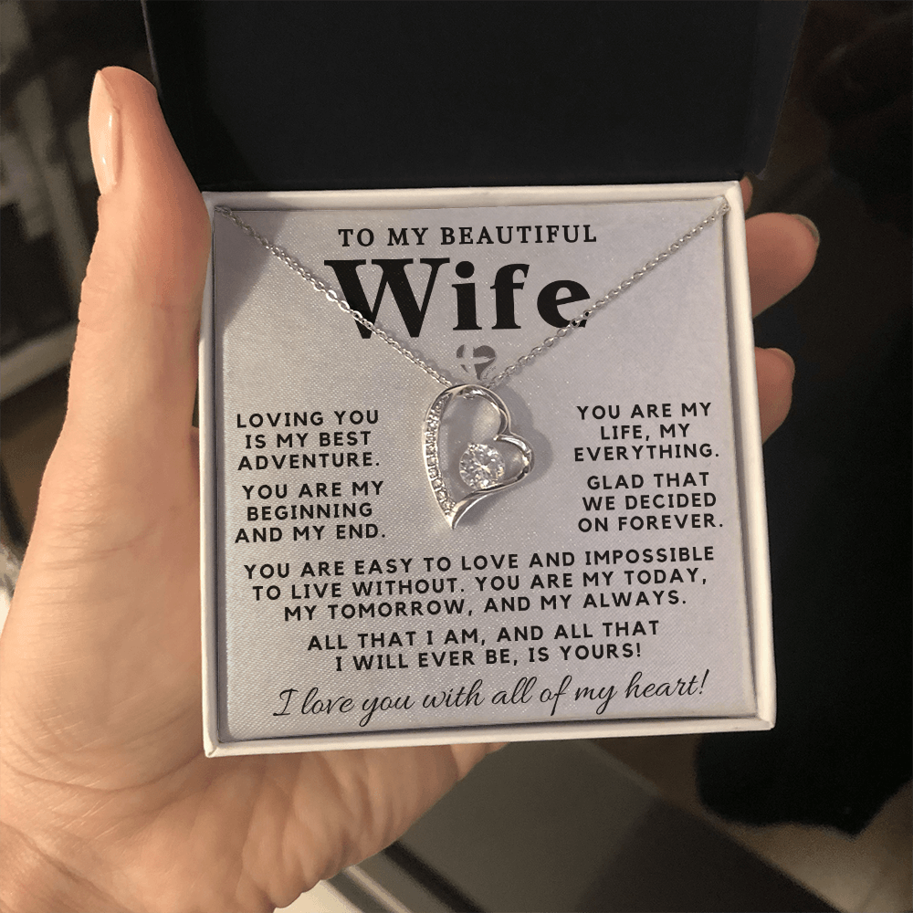 My Wife - My Life My Everything - Forever Love Heart Necklace HGF#98FL Jewelry 