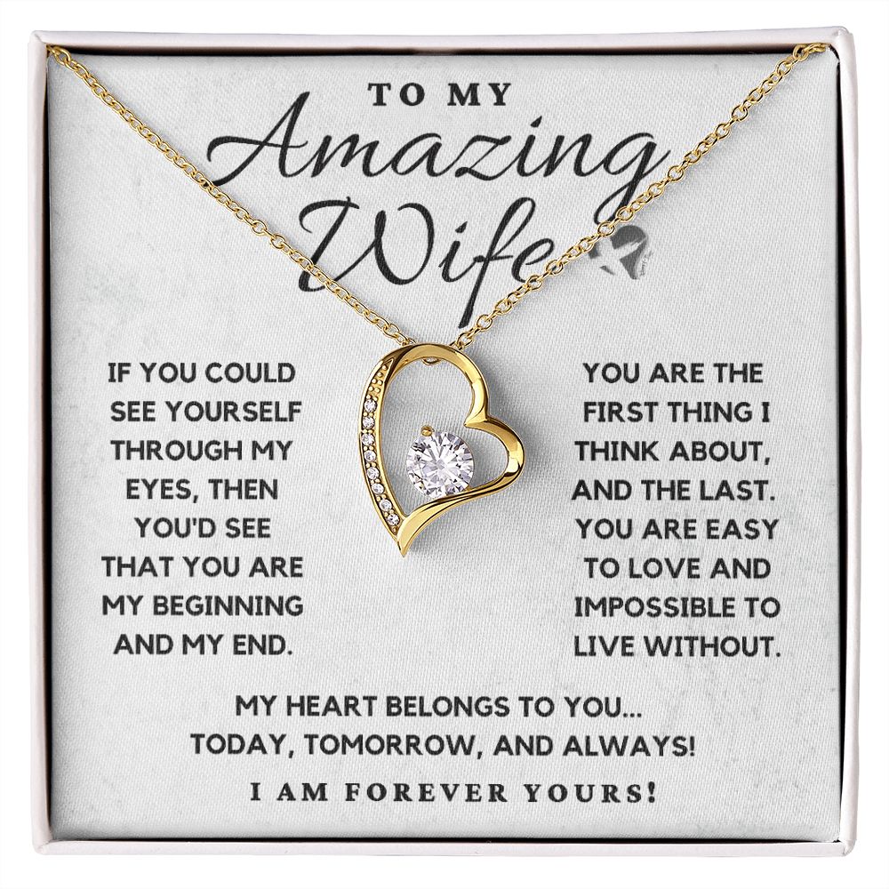 Amazing Wife - My Heart Belongs To You - Necklace HGF#110v4 Jewelry 18k Yellow Gold Finish Standard Box 