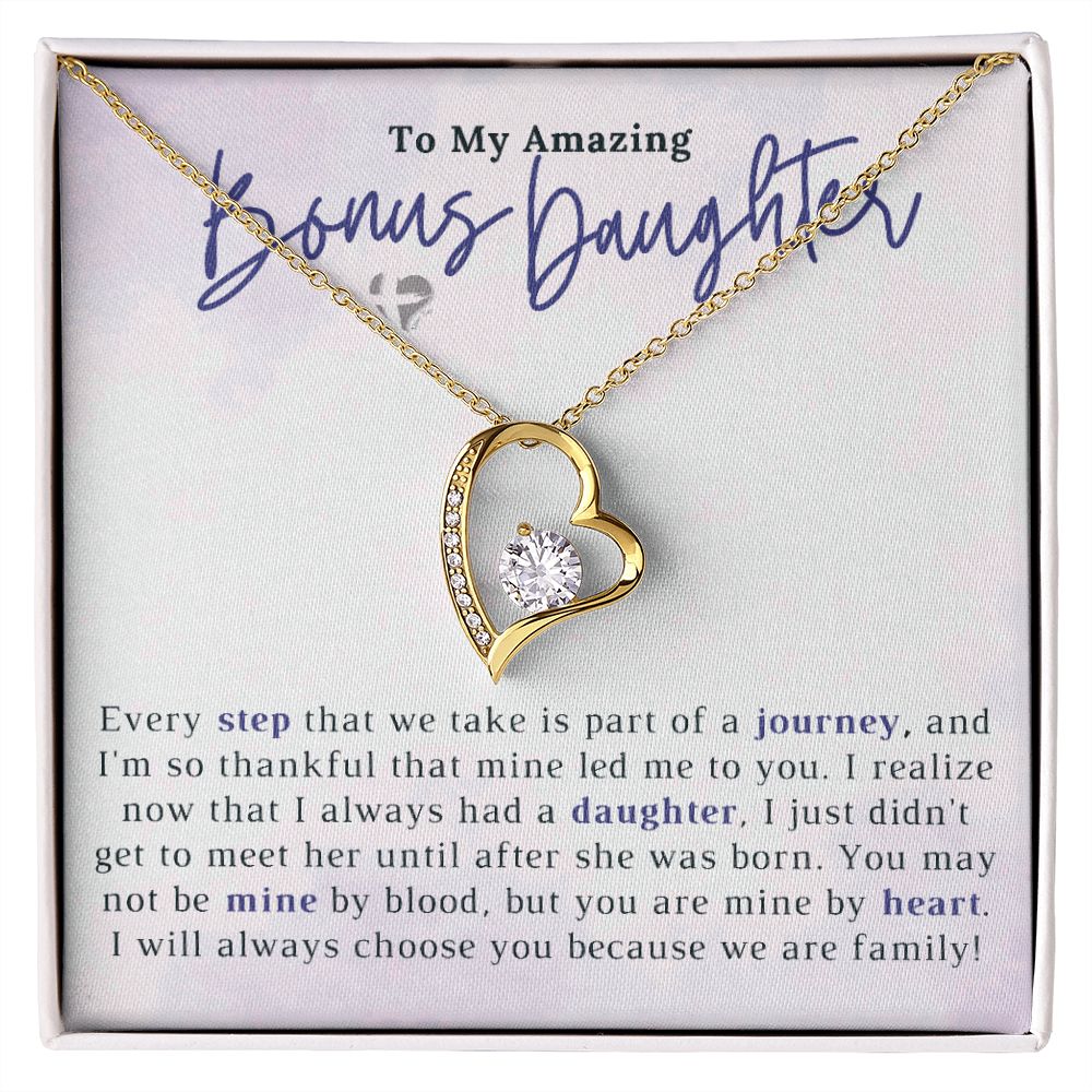 Bonus Daughter - Mine By Heart - Love Necklace HGF#201b2FL Jewelry 18k Yellow Gold Finish Standard Box 