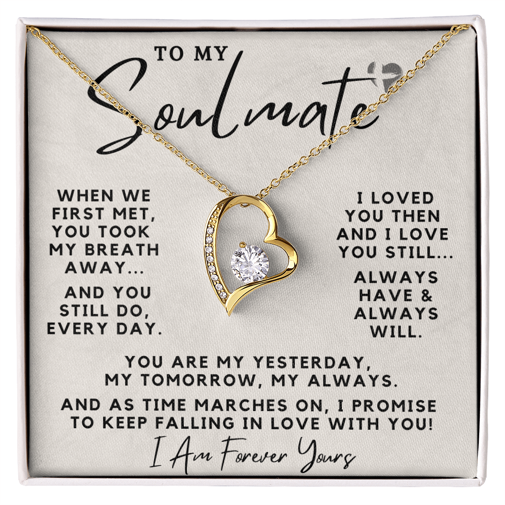 Soulmate - Always Have Always Will - Forever Love Heart Necklace HGF#100FL Jewelry 18k Yellow Gold Finish Standard Box 