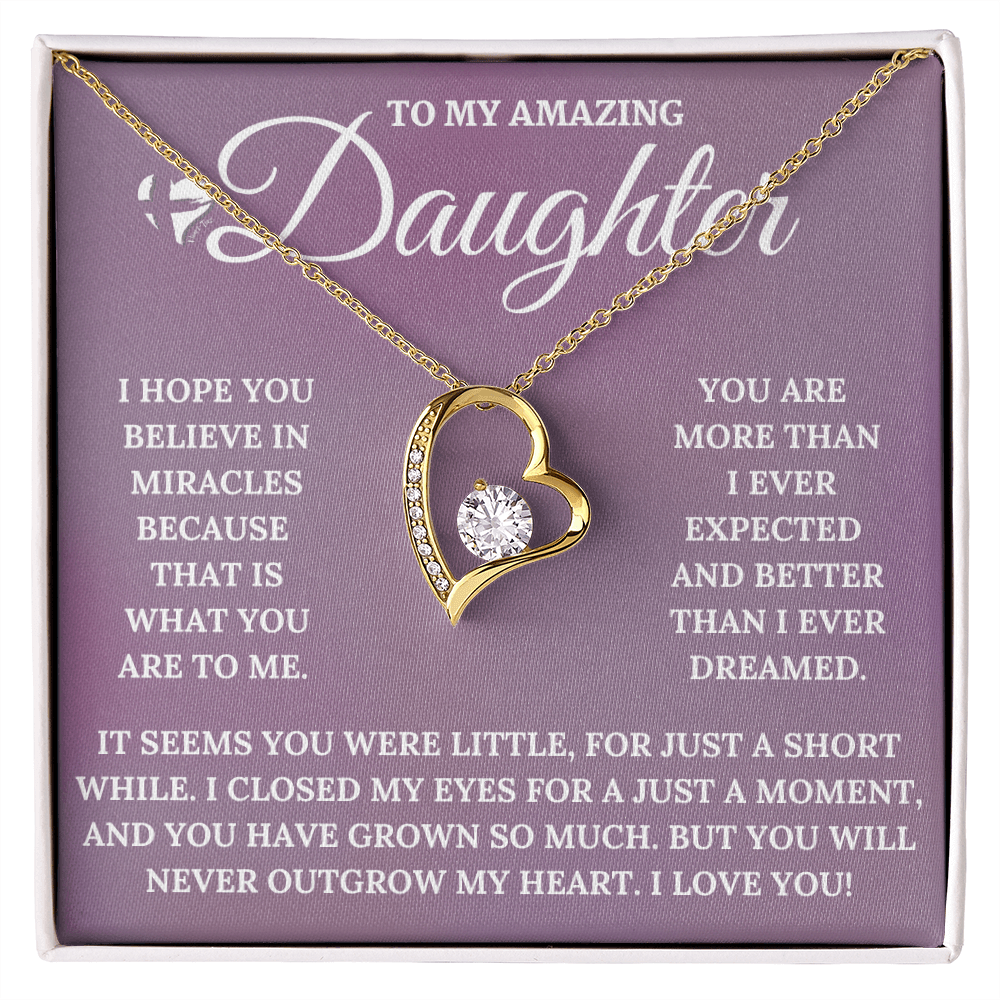Daughter - My Miracle - Forever Love Heart Necklace HGF#126FL Jewelry 18k Yellow Gold Finish Standard Box 