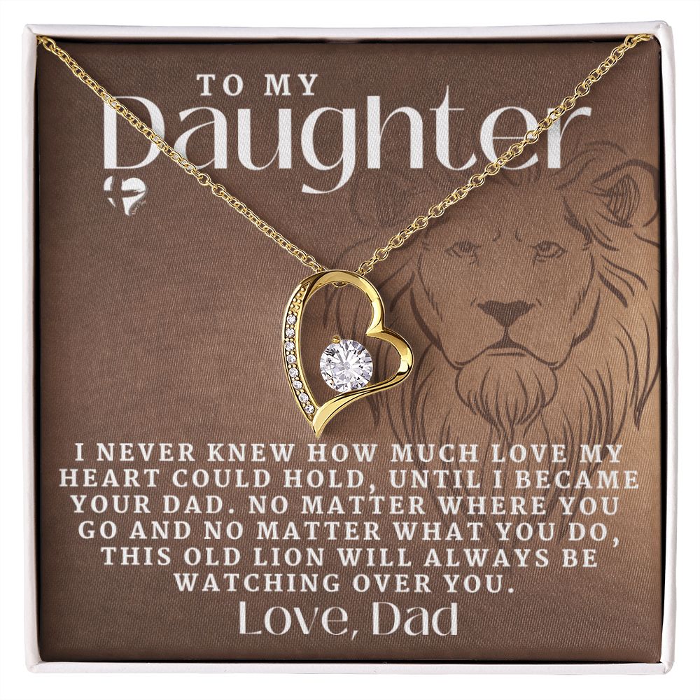 Daughter - This Old Lion - Forever Love Heart Necklace HGF#156FL R Jewelry 18k Yellow Gold Finish Standard Box 