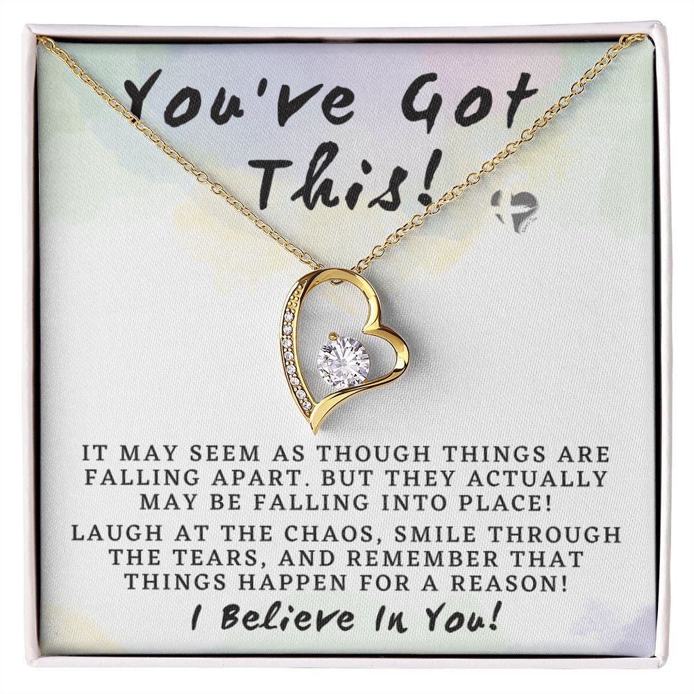 You Got This - Forever Love Heart Necklace HGF#160FL Jewelry 18k Yellow Gold Finish Standard Box 