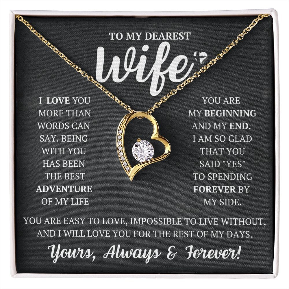 Dearest Wife - More Than Words - Forever Love Heart Necklace HGF#252FL Jewelry 18k Yellow Gold Finish Standard Box 