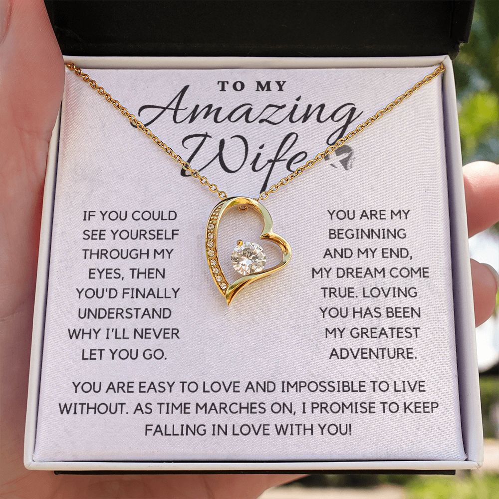 Amazing Wife - My Beginning & End - Heart Necklace HGF#110v2 Jewelry 