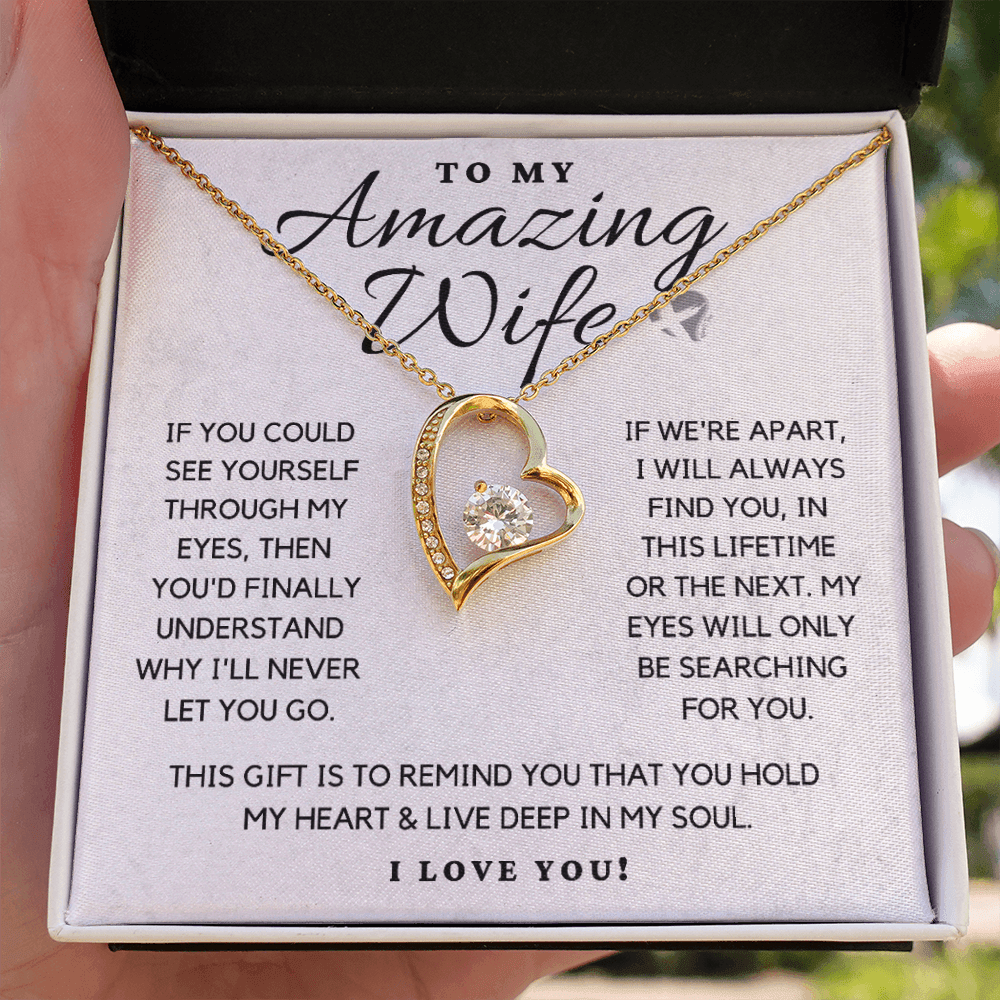 Amazing Wife - Through My Eyes - Forever Love Heart Necklace HGF#110FH Jewelry 