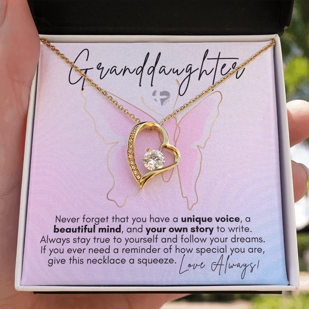 Granddaughter - Butterfly Theme - Forever Love Heart Necklace HGF#131FLb3 Jewelry 