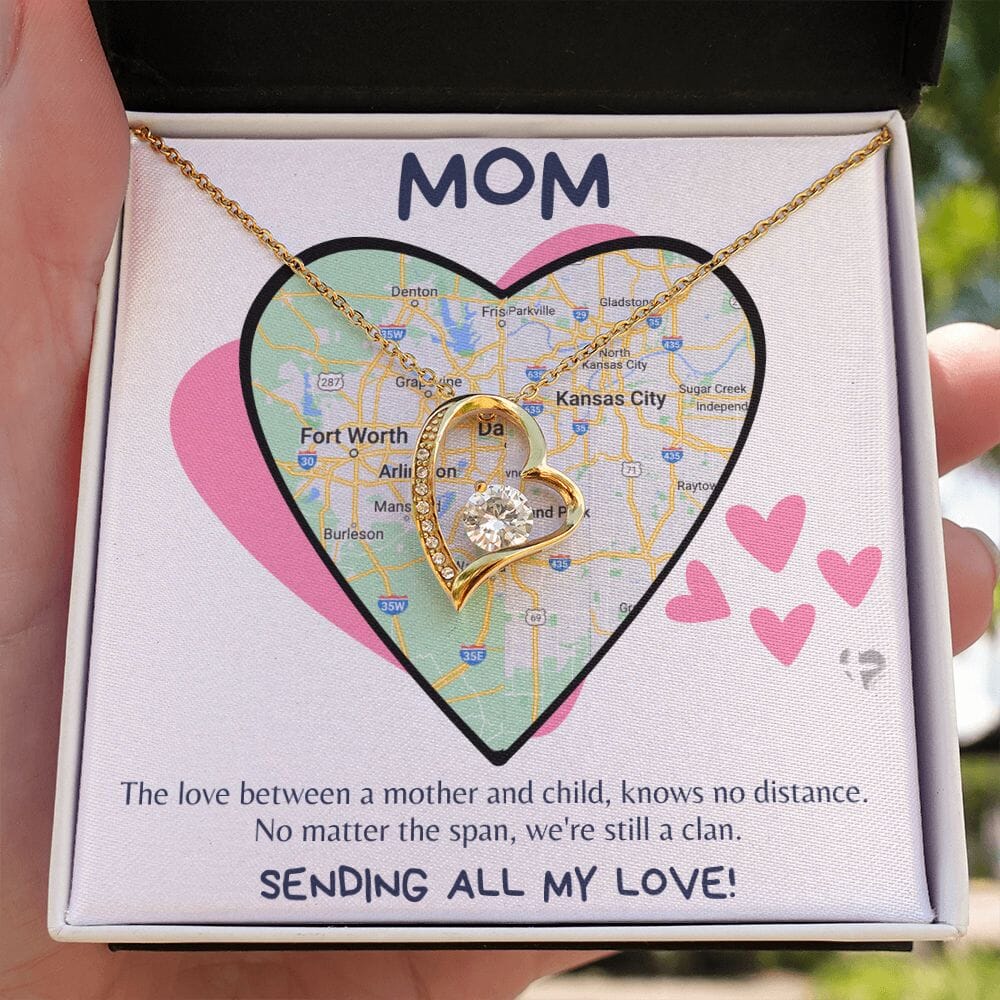 HGF#258FL Mom - Love Knows No Distance Forever Love Heart Necklace Jewelry 