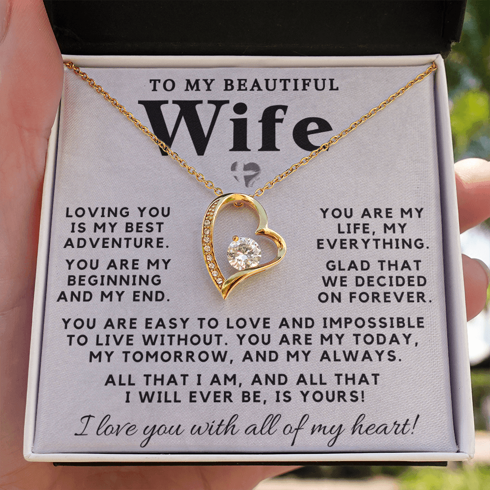 My Wife - My Life My Everything - Forever Love Heart Necklace HGF#98FL Jewelry 