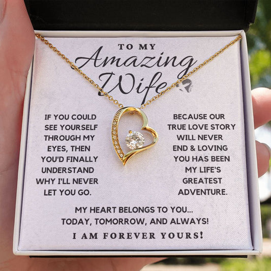 Amazing Wife - Our True Love Story - Forever Heart Necklace HGF#110v5 Jewelry 