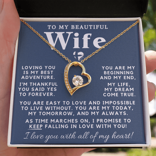 Wife - My Dream Come True - Forever Love Heart Necklace HGF#98FLcb-2 Jewelry 