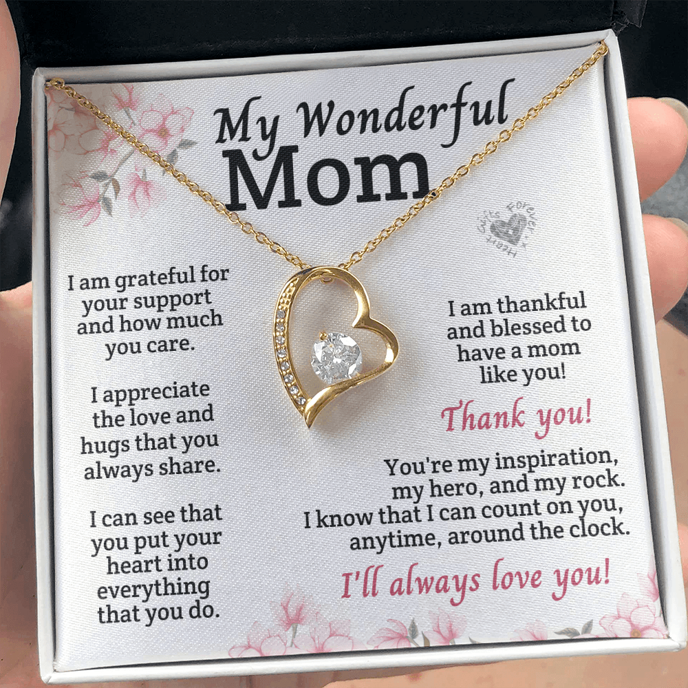 Wonderful Mom Heart Pendant Custom 18k Yellow Gold Finish Standard Box 
