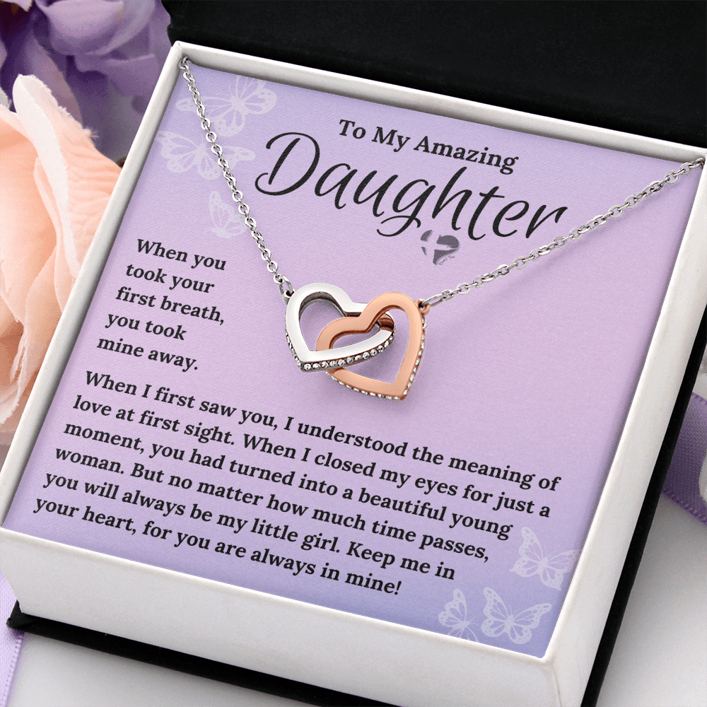 Daughter - You Took My Breath Away - Interlocking Hearts HGF#102IHb Jewelry 